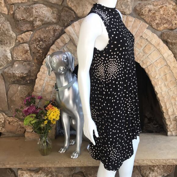 Anthropologie Maeve Black Lilt Swing High Neck Rayon Dress Women's Size Small - Picture 3 of 11